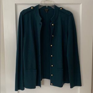 Talbots Military Style Merino Wool Sweater Jacket